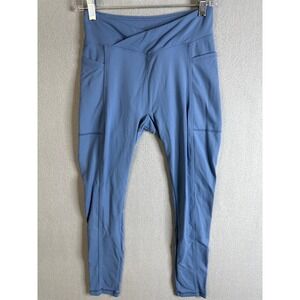 BO+TEE High Waisted Ruched Butt Leggings Blue Size M Nylon Elastane Pockets